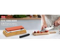 Affilacoltelli Giapponese 2-in-1, Pietra 1000/6000 Grana, Professionale