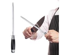Affilacoltelli Manuale in Acciaio, Asta per Affilatura Professionale, 8inch Affilatore di Coltelli per Cucina, Affilatori Alto Carbonio Acciaio, Honing Steel Manual Knife Sharpener per Master Chef