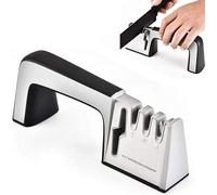 Affilacoltelli manuali, Affilacoltelli Professionale 4 in 1 - Affilacoltelli da Cucina con Rotella diamantata e Ceramica per ripristinare Lame affilate Come rasoi, Sicuro e antisci