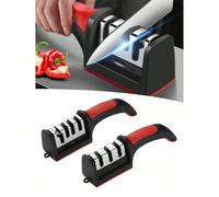 Affilacoltelli professionale a 4 stadi - Affilatura manuale facile per uso domestico, corpo in PP e TPR di alta qualità, durevole 1 mini affilacoltelli,1 affilatrice per coltelli a quattro stadiDiaman