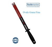 Affilatoio Acciaino Ovale cm 30 Manico Nero Grana Fina Fischer