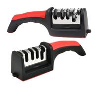 Affilatore Coltelli Ergonomico in PP e Adamas, a Fasi Multiple | Coltelli Seghettati e Tagliapane, Uso da Esterno e Piano, Impugnatura Comoda, Foro per Appendere