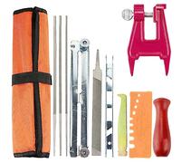 Affilatura per Motosega Kit, Affila Catena Motosega Kit, Affilatura Lama Motosega Kit, con 1 Lima Piatta 3 Lima Rotonde e Morsa per Ceppo per Motosega, per Affilatura e Limatura di Motoseghe