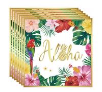 Affivia Ananas Hawaii - Tovaglioli decorativi Aloha 33 x 33 cm, 20 tovaglioli hawaiani, estivi, da tavolo, per spiaggia, giungla, decorazione tropicale, feste in giardino, feste in piscina