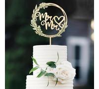 Affivia Mr & Mrs - Decorazione per torta nuziale, in legno, decorazione per torte nuziali, decorazione per torta nuziale, decorazione verde, decorazione per torta nuziale, per fidanzamento, proposta