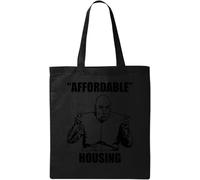 Affordable Housing - Borsa tote in cotone ecologico naturale, con slogan divertente, nero, taglia unica, nero, Taglia unica