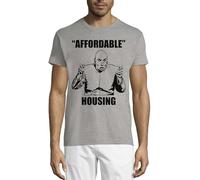 Affordable Housing Funny Slogan Crew Neck Cotton T-Shirt Uomo Grigio, grigio, XL