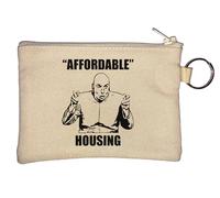 Affordable Housing - Portamonete con slogan divertente, colore: Beige, Beige, Taglia unica