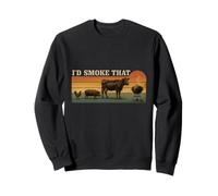 Affumicatore di carne con scritta in inglese "I'd Smoke That Funny Retro Felpa