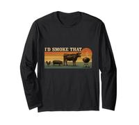 Affumicatore di carne con scritta in inglese "I'd Smoke That Funny Retro Maglia a Manica