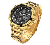 Affute Orologi da uomo eleganti in acciaio inox impermeabili, analogici e digitali, con cronografo, data, allarme