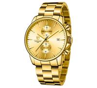 Affute Orologi da uomo in acciaio inox e metallo, stile casual, impermeabile, cronografo al quarzo, data automatica, lancette colorate… (Oro oro)