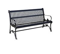 AFGFGHES Panchina Da Parco Sedia Da Parco For Esterni In Ferro Doppio Schienale For Panca Da Esterno In Metallo Nero Sedile Da Parco Saldato Quadrato Comunitario Panchine Da Giardino(B,150CM)