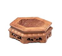 AFGFGHES Supporto per Bonsai Base Esagonale in Legno Base for Bonsai Statua di Buddha Teiera Bonsai Bonsai Espositore in Legno Vaso Decorazione Espositore Base in Legno(5.91in)