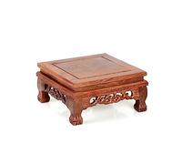 AFGFGHES Supporto per Bonsai Base Quadrata in Legno Vintage Vaso Intagliato Vaso da Fiori Teiera Ornamento di Buddha Base Artigianato Espositore Decorazione for Ufficio Domestico Base in Legno(A)