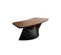 AFGFGHES Tavolo Da Ufficio Banco da lavoro for ufficio Single Boss, tavolo da studio curvo in legno massello, gambe nere, mobili moderni Scrivania Con Contenitore(200x80x75cm)