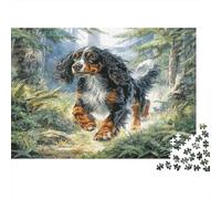 Afghan Hound - Carta resistente - Cocker Spaniel Tricolore che corre sul sentiero della foresta - Puzzle - Stimolante per la mente - Antistress - 38x26cm/1000 pezzi