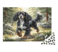 Afghan Hound - Cartone rigido - Cocker Spaniel Tricolore che corre sul sentiero della foresta - Puzzle classico - Regalo da collezione Secret Santa - 52x38cm/1000 pezzi