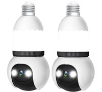 AFGQIANG Livelyto - Telecamera di sicurezza con lampadina, telecamera wireless per interni ed esterni, con visione notturna, luci per portico con telecamere, facile da installare come cambiare