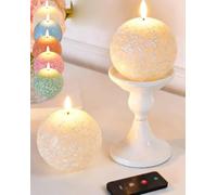 AFGQIANG Sfere intagliate primaverili senza fiamma, candele tremolanti a LED con telecomando e timer, candele artificiali finte realistiche, decorazione per la casa senza fiamma (beige)