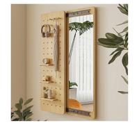 AFGZQ Nascondi Lo Specchio A Parete Specchio E Contenitore 2 in 1 Nascosti, con Binario Scorrevole E Appendiabiti, for Camera Letto, Bagno E Ingresso(Brown,19.7in/50cmx55.1in/140cm)