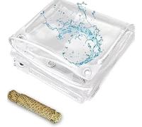 AFHRJNX Telone Impermeabile per Esterno 1.8×2.1m, Antipioggia Telo in PVC con Occhiellato Rinforzati, Copertura Protettivo, Tarpaulin Trasparente per Il Balcone del Giardino.