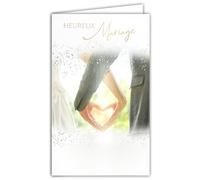 AFIE 13-6170 Biglietto con busta Felice Matrimonio Congratulazioni agli Sposi per coppia eterosessuale uomo/donna che si tengono per mano 2 mani a forma di cuore - Made in Europe