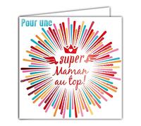 Afie 22076 - Biglietto rosso brillante per una Super MAMAN al top per tutte le occasioni, compleanno, festa della mamma, nascita o nonna, con busta bianca, formato 12 x 17,5 cm