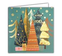 Afie 23028 - Biglietto quadrato con busta bianca con albero di Natale in oro dorato lucido