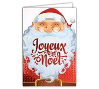 Afie 61-5630 - Biglietto di auguri con Babbo Natale, rosso brillante brillante brillante e scintillante, lavorato a maglia, per feste di fine anno, con busta bianca