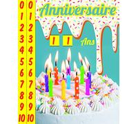 Afie 65-1278 - Biglietto di auguri buon compleanno per te, con linguette di età compresa tra 1 e 110 anni, testo oro lucido, torta con candele accese