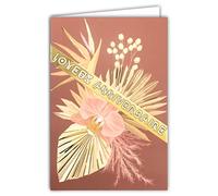 Afie 65-1307 - Biglietto di auguri per compleanno in oro oro dorato lucido Scintillante Chic per una donna, busta inclusa, prodotto in Francia, Bouquet di fiori Orchidea paradiso Pampa, colore: Rosa