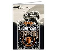 Afie 65-1345 - Biglietto d'auguri per compleanno Born to Ride Route 66 USA USA Los Angeles Californie Chicago Libertà Moto Cilindrata Vintage Road Trip, busta inclusa