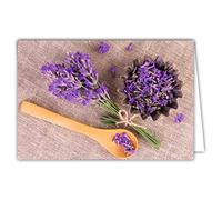 Afie 68-4007 Carta interna bianca con busta - iuta campestre lavanda provenzale viola freschezza purezza calma dolcezza Zen per te buon compleanno buona festa mamma nonna grazie congratulazioni