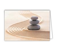 Afie 68-4012 Carta interna bianca con Busta - Ciottoli Ciottoli Sabbia Giardino Zen Meditazione Riposo Relax energie positive Forze della Natura Per Te Buon Compleanno Buon Festa Grazie Coraggio