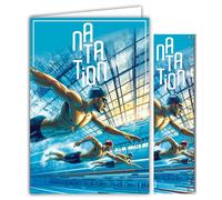 AFIE 69-1011 - Biglietto per nuoto con busta, 12 x 17,5 cm, per sport nuotatore nuotatore in piscina campione o sostenitore, collezione Passione Sport dei Giochi Olimpici - Made in France