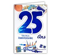 Afie 69-2127 - Biglietto di auguri per 25 anni, unisex, colore doratura (oro o rame, vedi foto) a seconda della disponibilità - Fuoco d'artificio festa 69-2127