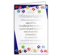 Afie 69-3011 - Biglietto d'auguri con un grande testo in doratura oro che brillante; fornito con busta colorata abbinata; formato biglietto chiuso 11,5 x 17 cm; prodotto in Francia, stelle; blu;