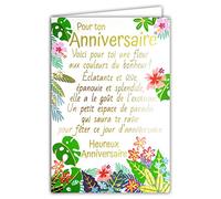 Afie 69-3017 - Biglietto d'auguri con un grande testo in oro dorato che brillante; fornito con busta colorata abbinata; formato biglietto chiuso 11,5 x 17 cm; fabbricato in Francia