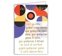 Afie 69-3026 - Biglietto d'auguri con un grande testo in oro dorato che brillante; fornito con busta colorata abbinata; formato biglietto chiuso 11,5 x 17 cm; fabbricato in Francia