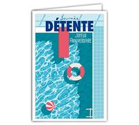 Afie 69-4318 - Biglietto d'auguri per compleanno con busta e poster mini Poster, formato 17 x 11,5 cm, motivo: giornata Detente pallone da calcio Bouée Piscina Natation Retro Vintage