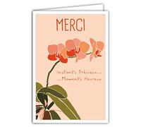 Afie 69-4350 - Biglietto con busta - poster mini formato 17 x 11,5 cm, stile retrò vintage illustrazione grafica, momenti preziosi e felici pianta fiori orchidea ringraziamenti
