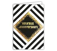 Afie 69-7092 - Biglietto d'auguri con busta, formato chiuso 115 x 170 mm, fabbricazione francese, colore: Nero e Bianco