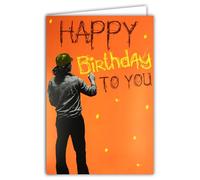AFIE Biglietto FLUO Happy Birthday to you con busta, 12 x 17,5 cm, illustrazione da uomo Street Artiste Graffeur con un berretto Tagueur - Veri inchiostri FLUO - Creato e fabbricato in Francia