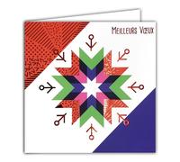 Afie Biglietto quadrato per auguri rosso brillante con busta bianca, 15 x 15 cm, motivo a stella colorata geometrica felice anno nuovo inverno, prodotto in Francia