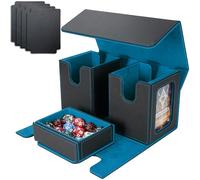 AFIING MTG Commander - Scatola portaoggetti per 200 carte a doppia manica, custodia per carte 3 in 1, organizer per carte Magic Commander TCG CCG, 4 divisori e 2 caricatori dall'alto, colore: