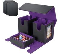 AFIING MTG Commander - Scatola portaoggetti per 200 carte a doppia manica, custodia per carte 3 in 1, organizer per carte Magic Commander TCG CCG, 4 divisori e 2 caricatori dall'alto, colore: