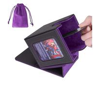 AFIING MTG Deck Box per display Commander, scatola porta carte per 100 carte con doppio sleeve, scatola per carte Magic Commander TCG con 2 divisori, sacchetto con cordino e 1 toploader (nero/viola)