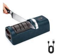 Afilatrice elettrica automatica per coltelli da cucina, sistema di affilamento senza fili a 3 fasi con ruote di diamante, Afilatrice professionale per coltelli da cucina e coltelli da intaglio (Green)