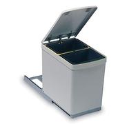 afinternishop Pattumiera da cucina 2 cesti scorrevoli, resistente, grigio chiaro, plastica, 7.5 litri
